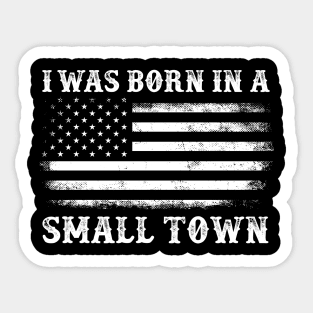 I Was Born in a Small Town Vintage American Flag Sticker